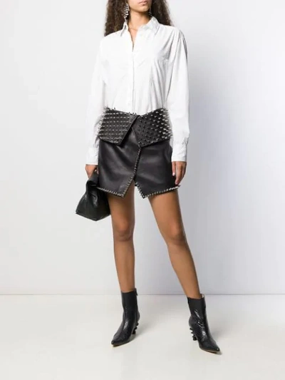 Shop Balmain Spiked Stud Detail Skirt In Eac Noir
