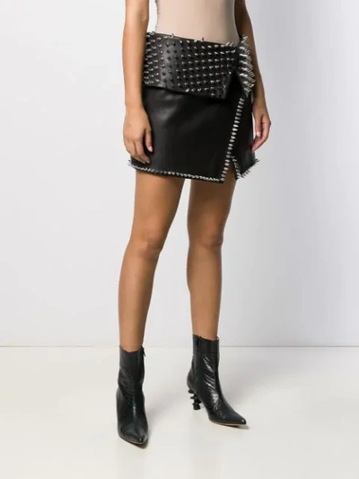 Shop Balmain Spiked Stud Detail Skirt In Eac Noir