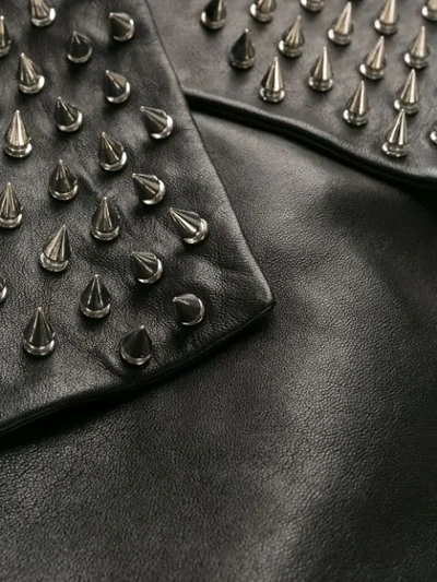 Shop Balmain Spiked Stud Detail Skirt In Eac Noir