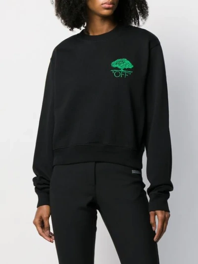 Shop Off-white Tree Embroidered Sweatshirt In Black