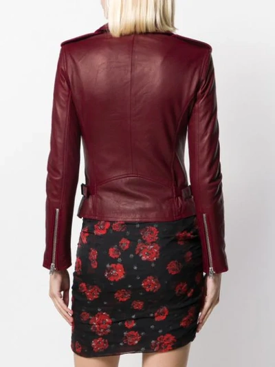 Shop Iro Off-centre Zip Biker Jacket In Red