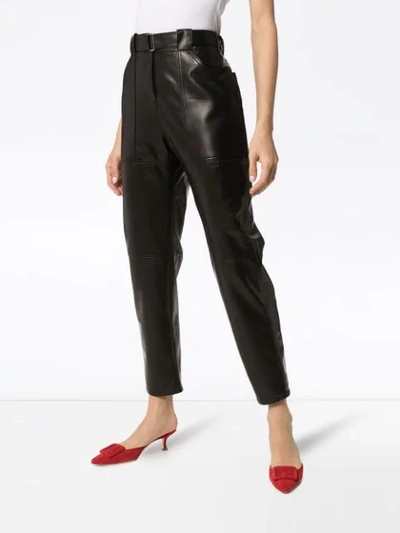 Shop Rosetta Getty High Rise Tapered Trousers In Black