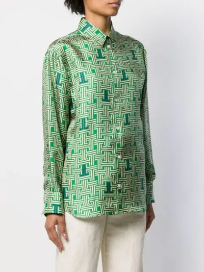 Shop Lanvin Monogram Print Shirt In Green