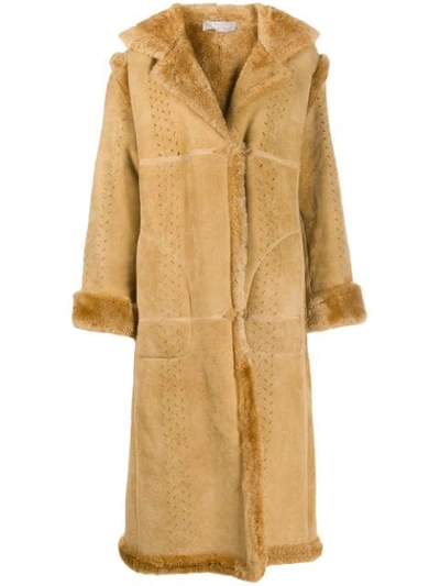 Pre-owned A.n.g.e.l.o. Vintage Cult 1980s Shearling-trimmed Coat In Neutrals