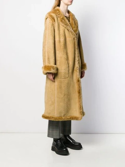 Pre-owned A.n.g.e.l.o. Vintage Cult 1980s Shearling-trimmed Coat In Neutrals