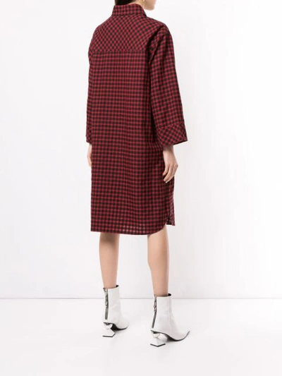 Shop Portspure Checked Shirt Midi Dress In Red