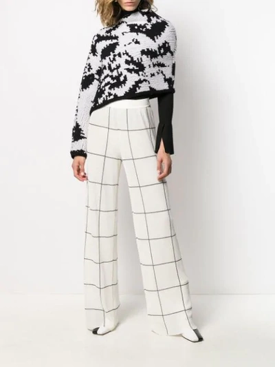 Shop Missoni Knitted Grid-print Wide Trousers In White