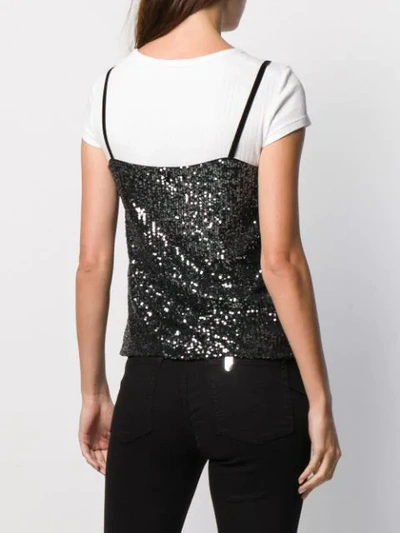Shop Liu •jo Sequin Embroidered Vest Top In Silver