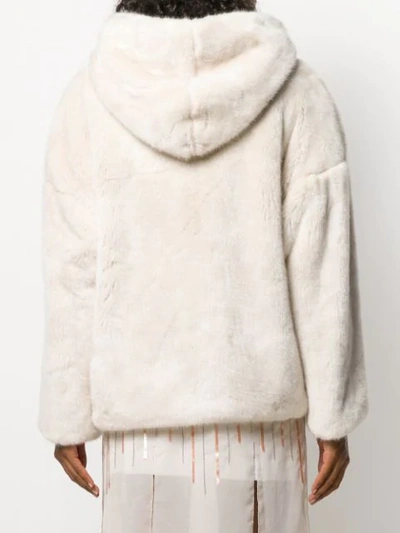 Shop L'autre Chose Faux Fur Short Jacket In White