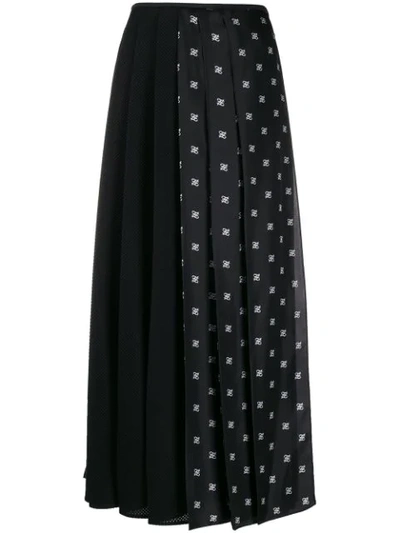 Shop Fendi Karligraphy Motif Pleated Skirt In Black