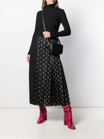 Shop Fendi Karligraphy Motif Pleated Skirt In Black