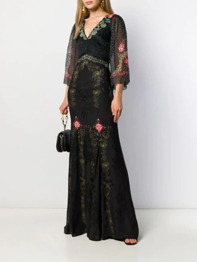 Shop Etro Floral Brocade Long Dress In Black