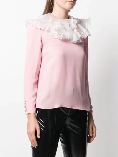 Pre-owned Valentino 2000 Ruffle-neck Blouse In Pink
