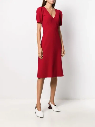 Shop Blanca V-neck Midi Dress In Red