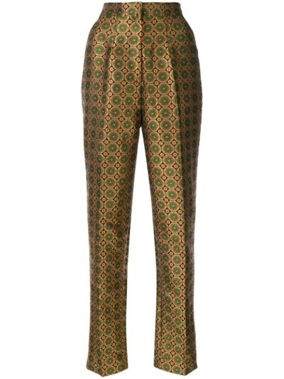 Shop Saloni Maxima Jacquard Trousers In Gold