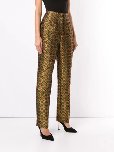 Shop Saloni Maxima Jacquard Trousers In Gold