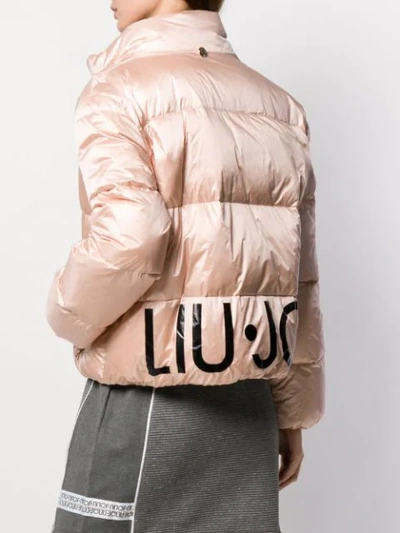 Shop Liu •jo Padded Rear Logo Jacket In Pink