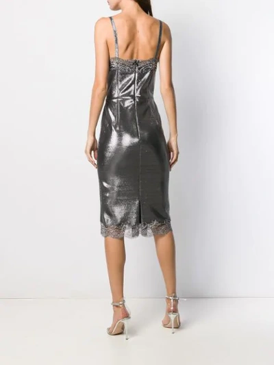 Shop Ermanno Scervino Lace Detail Mid-length Dress In Metallic