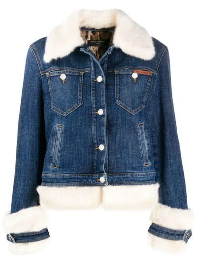 Shop Dolce & Gabbana Faux-fur Trimmed Denim Jacket In Blue