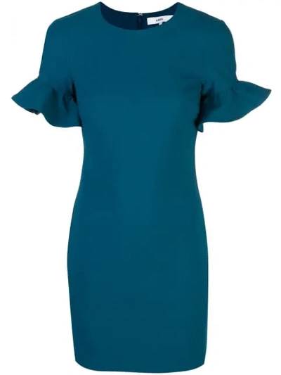 Shop Likely Nico Ruffled Sleeve Dress In Blue