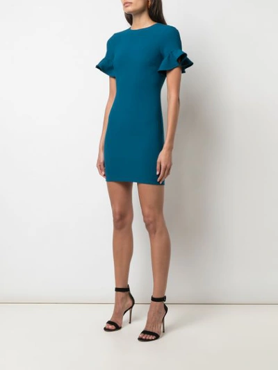 Shop Likely Nico Ruffled Sleeve Dress In Blue