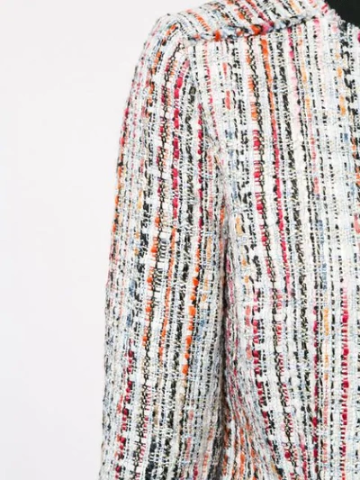 Shop Elie Tahari Brooke Frayed Tweed Jacket In Multicolour