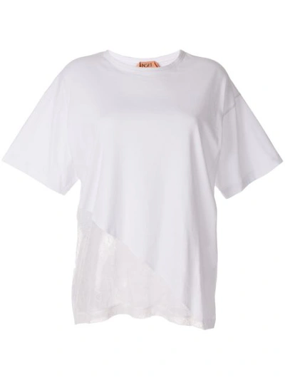 Shop N°21 Lace Panel Oversized T-shirt In White