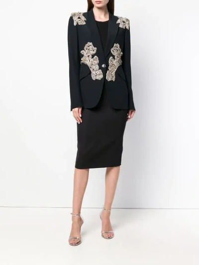 Shop Alexander Mcqueen Bead Embellished Blazer In Black