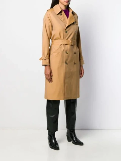 Shop Apc Greta Double-breasted Trench Coat In Brown