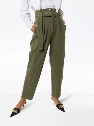 Shop Low Classic High-waist Trousers In Green