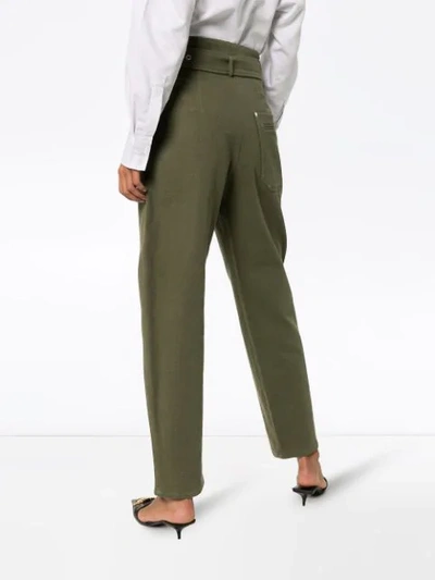 Shop Low Classic High-waist Trousers In Green