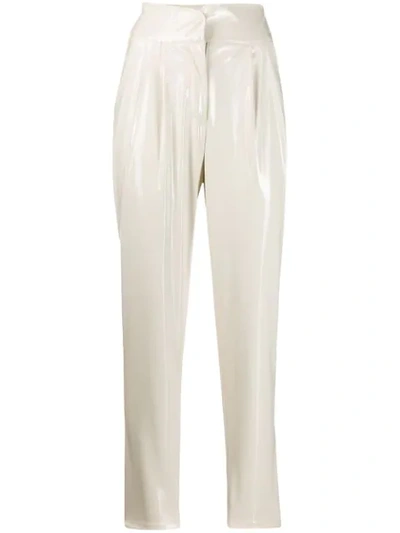 Shop Laneus High Rise Tapered Trousers In White