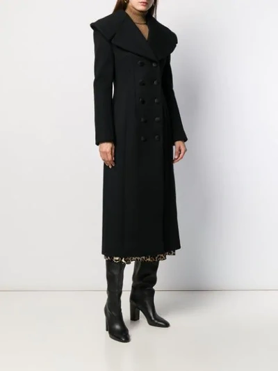 Shop Dolce & Gabbana Oversized Lapel Long Coat In Black
