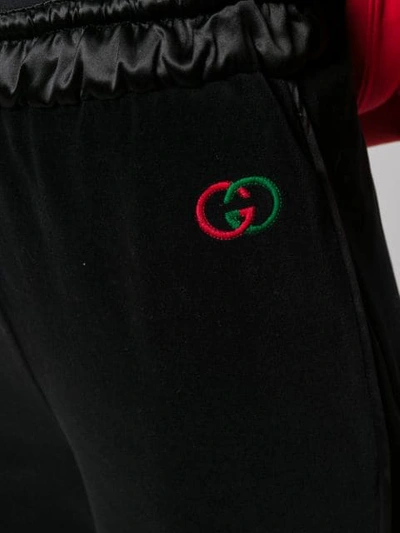 Shop Gucci Tapered Wide-leg Trousers In Black