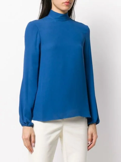 Shop Theory Stand-up Collar Blouse In Blue