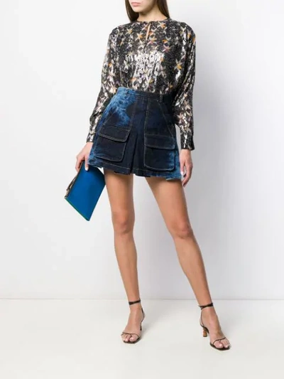 Shop Matthew Adams Dolan Tie-dye Print Mini Skirt In Blue