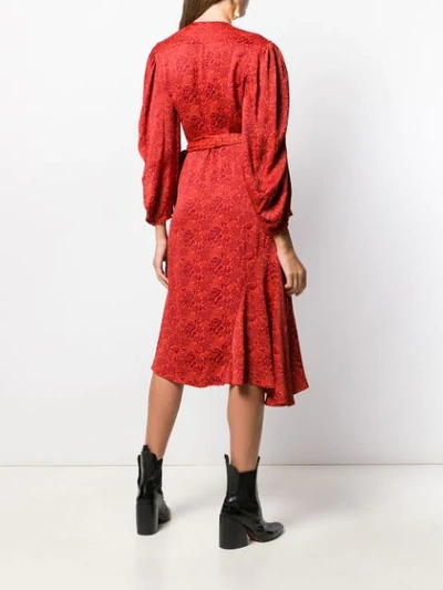 Shop Chloé Floral Print Wrap Dress In Red