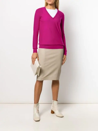 Shop Joseph V-neck Knitted Jumper In Pink