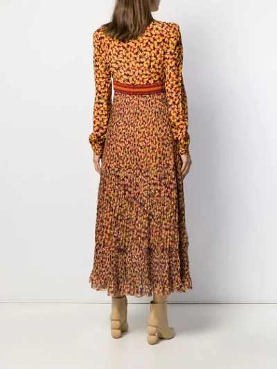 Shop Saloni Floral Print Midi Dress In Yellow