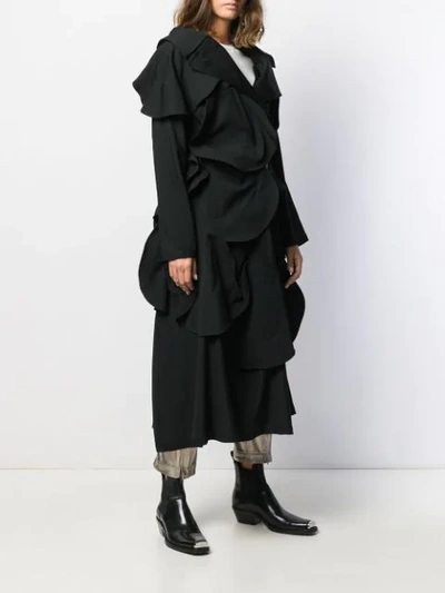 Shop Yohji Yamamoto Asymmetric Textured Coat In Black