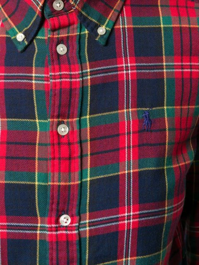 Shop Polo Ralph Lauren Plaid Logo Embroidered Shirt In Red