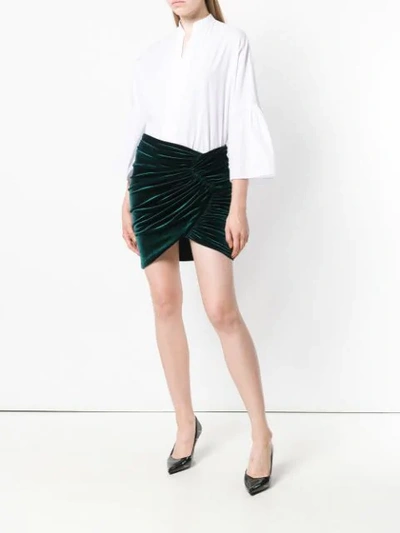 Shop Alexandre Vauthier Ruched Mini Skirt In Green