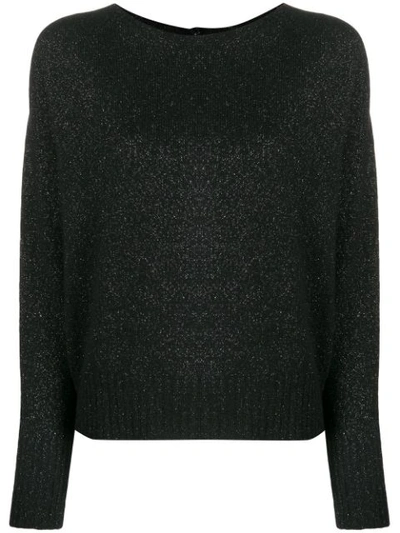 Shop Liu •jo Crew-neck Knit Sweater In Black