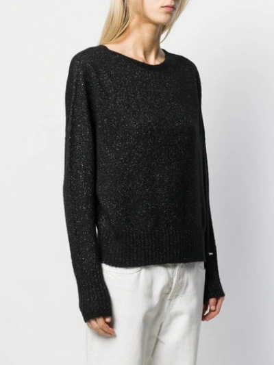 Shop Liu •jo Crew-neck Knit Sweater In Black