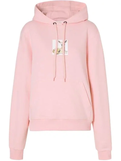 Shop Burberry Deer Print Hoodie In Pink