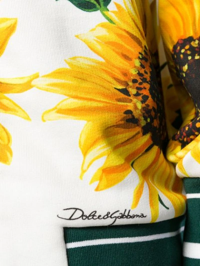 Shop Dolce & Gabbana Sunflower-print Zipped Hoodie In White