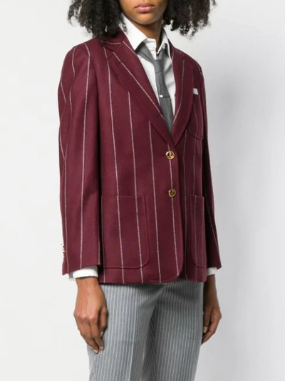 Shop Thom Browne Sb Sack Jacket In Shadow Stripe Wool Flannel In Red