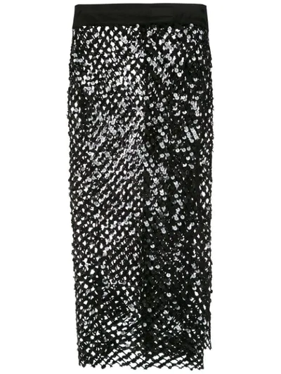 Shop Amir Slama Sequinned Skirt In Black