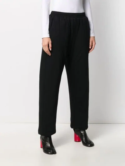 Shop Mm6 Maison Margiela Embroidered Logo Track Trousers In Black