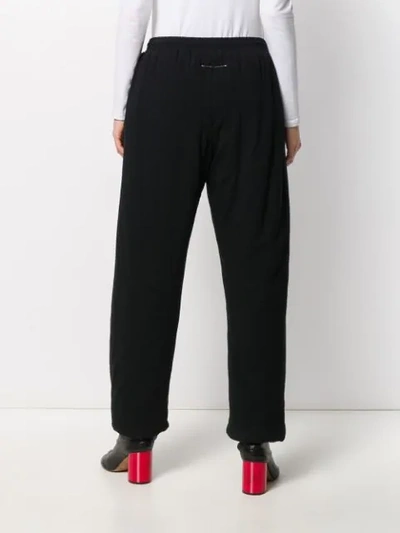 Shop Mm6 Maison Margiela Embroidered Logo Track Trousers In Black